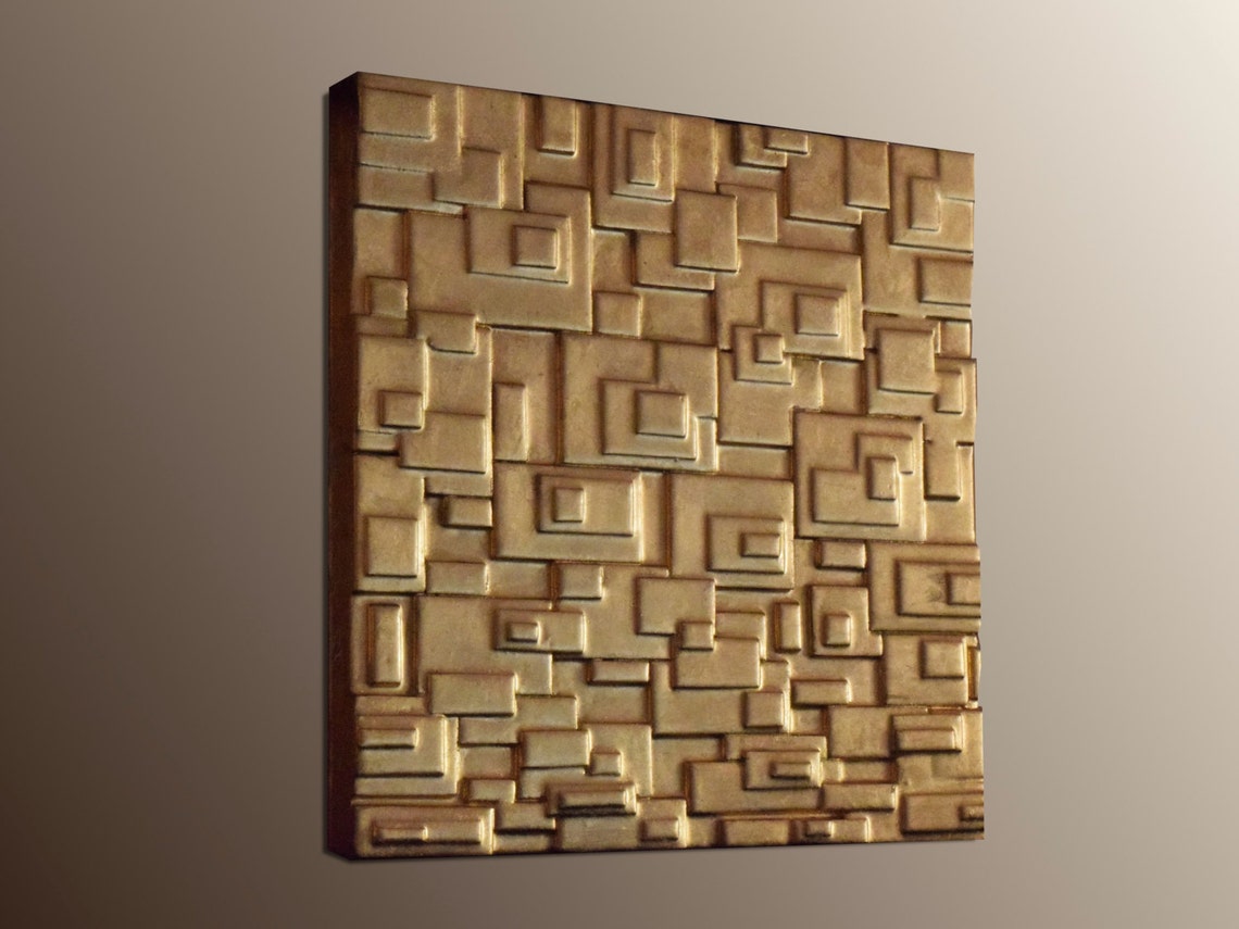 Gold Leaf Wall Sculpture Gold Wall Panel Modern Wall Art Etsy