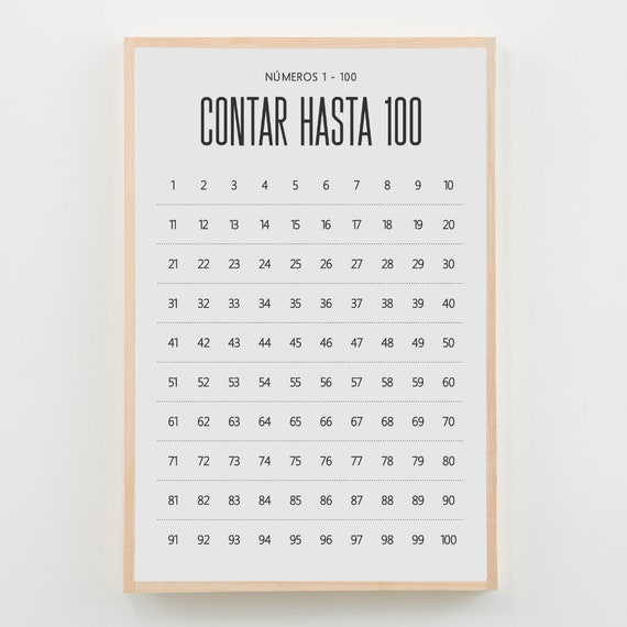 Spanish Number Chart 1 100