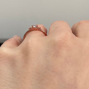Dainty thin minimalist Rose Gold and Silver Stacking Ring. Engagement Ring Diamond simulant various sizes image 6