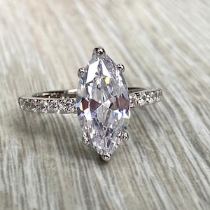 Large Marquise Engagement Ring Beautiful Diamond Engagement Ring Diamond simulant various sizes