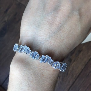 Scatter irregular baguette bracelet adjustable tennis bracelet gift jagged edge diamond bracelet christmas gift birthday