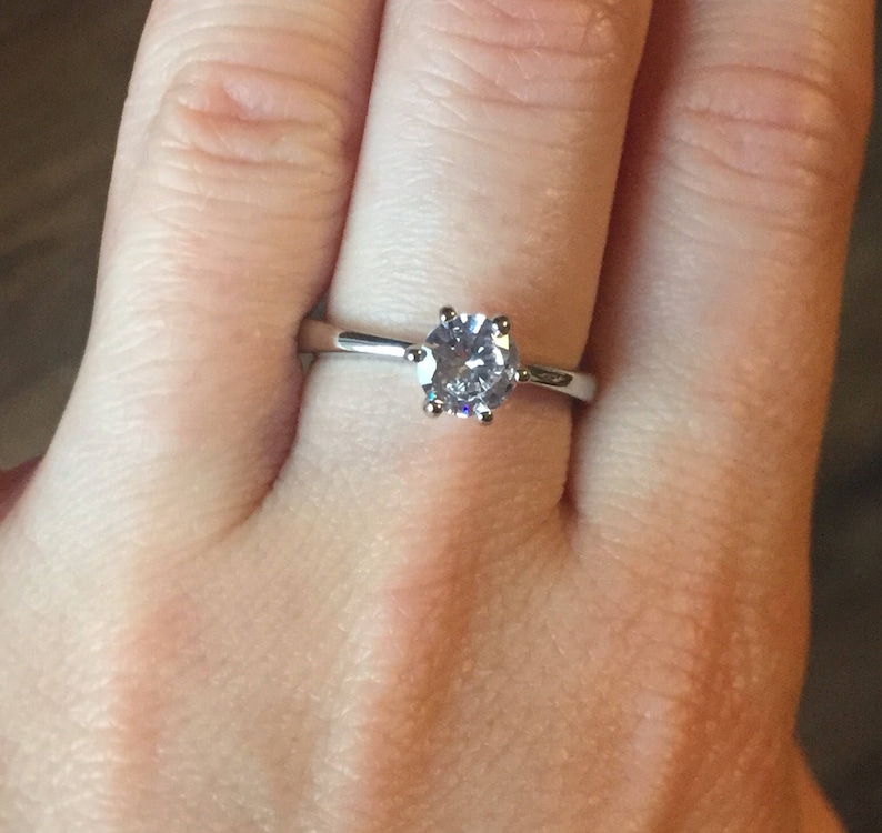 Beautiful Solitaire Diamond Engagement Ring 0.5 carat Diamond simulant various sizes J Q image 2