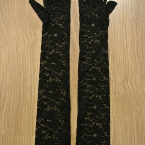 Black lace gloves 1920s flapper Gatsby burlesque