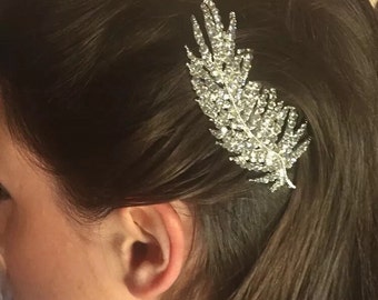 Peigne à cheveux de mariée Art déco des années 1920, cristal et argent, mariage de demoiselle d'honneur