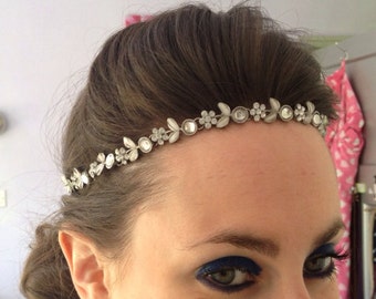 Childrens Size Bridesmaid Hairband Floral Silver Bridal Flapper diamanté Hairband headband Bridesmaid