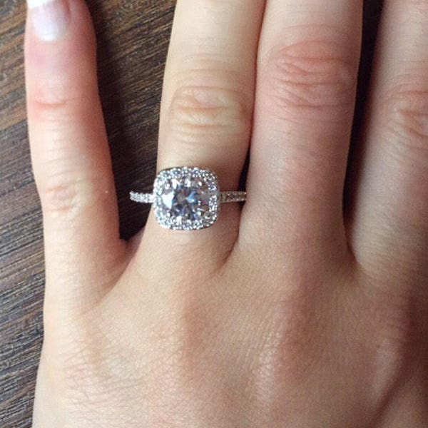 Halo Engagement Ring lab diamond costume ring dress ring