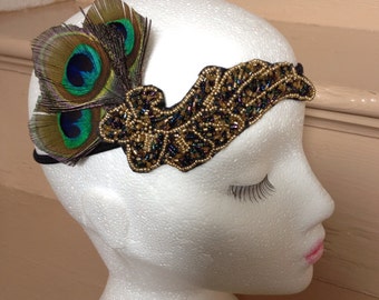 1920er Jahre Flapper Haarband Fascinator Pfauenfeder Fascinator handgemacht Fascinator