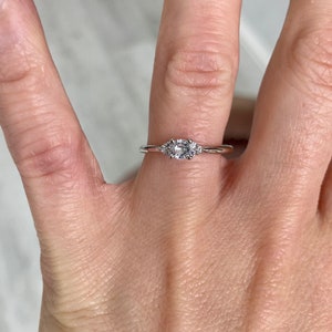 Dainty thin minimalist Rose Gold and Silver Stacking Ring. Engagement Ring Diamond simulant various sizes image 7