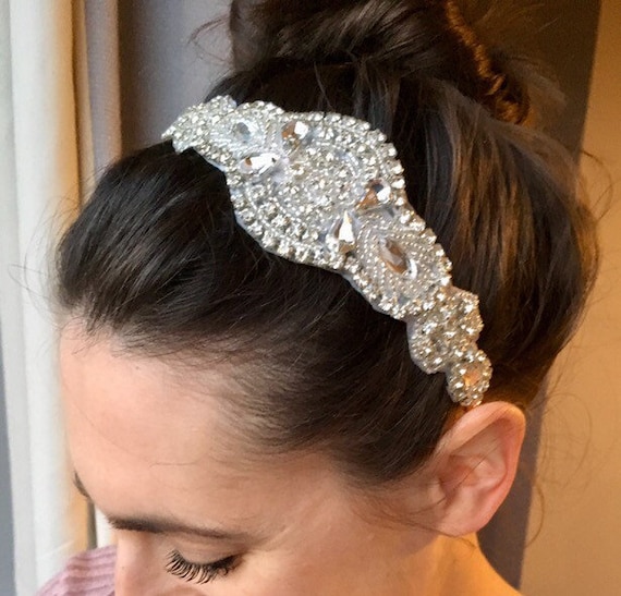 Gunmetal Pewter Dark Grey Beaded Headpiece Headband 1920s Flapper Gatsby 6926