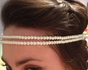 Flapper 1920s Pearl Ivory Flapper Headband