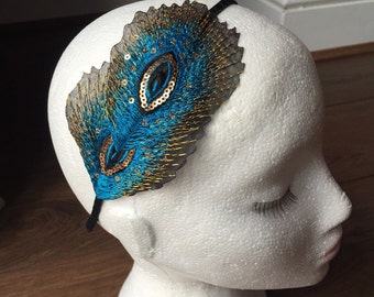 1920er Jahre Pfauenblau Türkis Flapper Haarband Fascinator Haarband