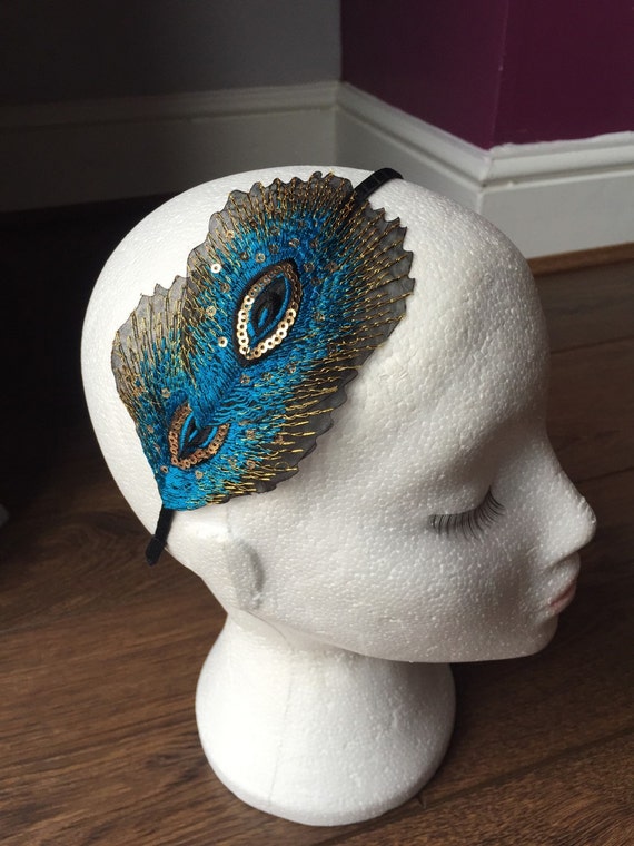 Turquoise Sequin Flapper Headband Turquoise Sequin Flapper Headband