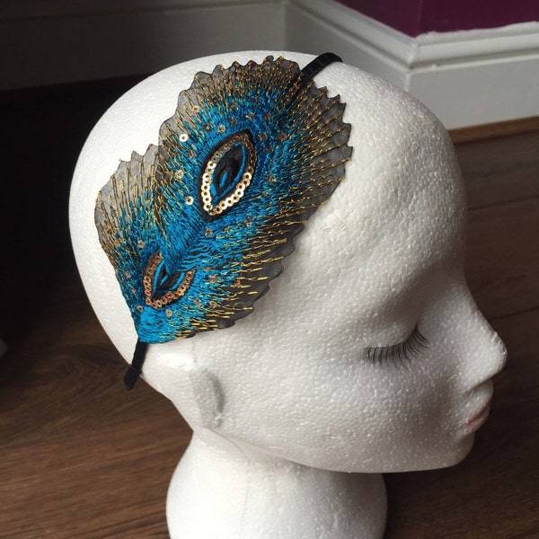 1920s Peacock Blue Turquoise Flapper Headband fascinator headband