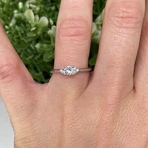 Dainty thin minimalist Rose Gold and Silver Stacking Ring. Engagement Ring Diamond simulant various sizes image 9
