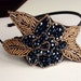 Flapper Bridal / Flapper 1920s style Black and Gold Bead flower Hairband fascinator headband peaky blinders