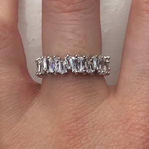 Silver Baguette Eternity Ring. Promise Ring Stacking Eternity Band Silver Wedding Band various sizes.