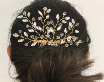 Gold Bridal Hair Comb Gold Vine Wire Hair Comb Crystal hair comb bridal hair accessories wedding hair bridesmaid haircomb