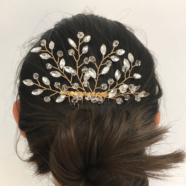 Gold Bridal Hair Comb Gold Vine Wire Hair Comb Crystal hair comb bridal hair accessories wedding hair bridesmaid haircomb