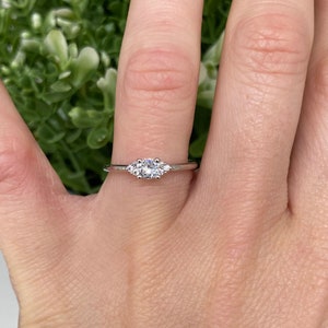 Dainty thin minimalist Rose Gold and Silver Stacking Ring. Engagement Ring Diamond simulant various sizes image 10