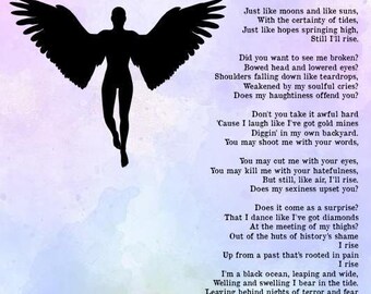 Still I Rise PDF (stampa a casa) Maya Angelou. Silhouette acquerello, angelo