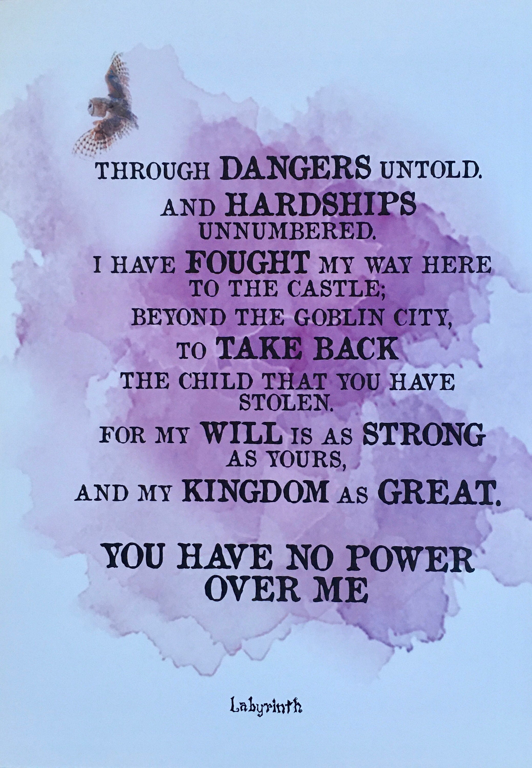 Labyrinth Movie Quote, Unframed Prints - Etsy Israel, image size:2078x3000