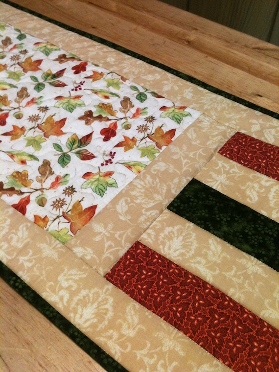 Fall Leaves Quilted Table Runner, 100% Cotton, Heat Resistant Batting