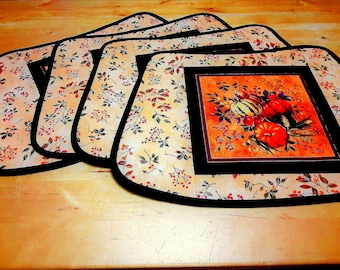 Fall Harvest Round Table Placemats, Metallic Gold, Set of 4