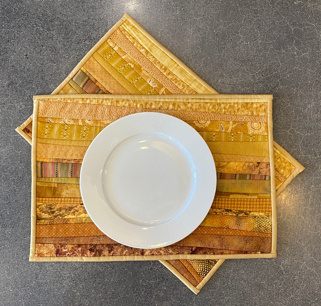 Quilted Gold Place Mats That Are Washable. 13 X 19 In. Modern Etsy