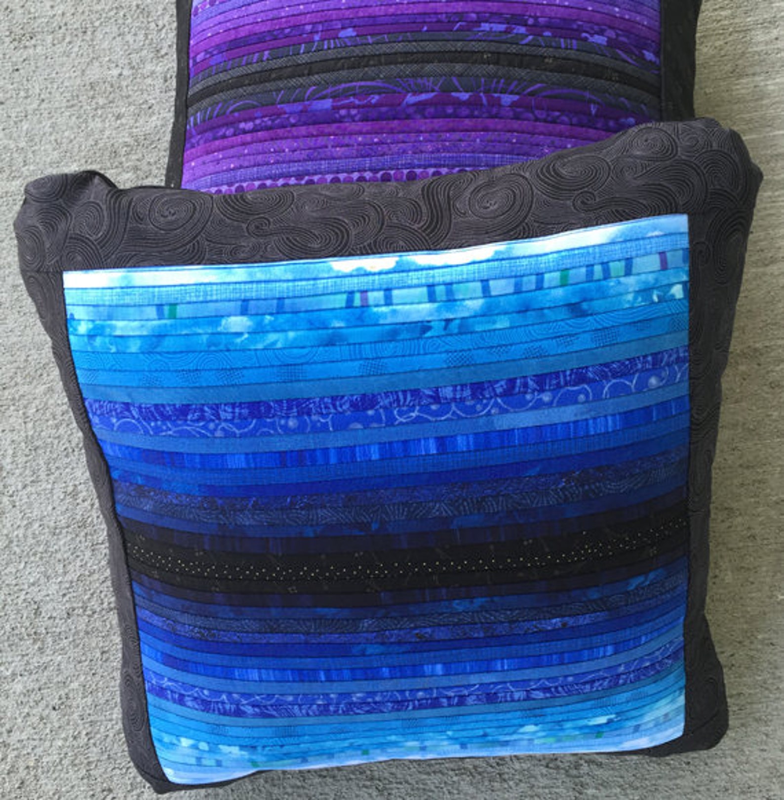 Quilted Throw Pillow. Blue Accent Pillow. Pieced Pillow. Etsy
