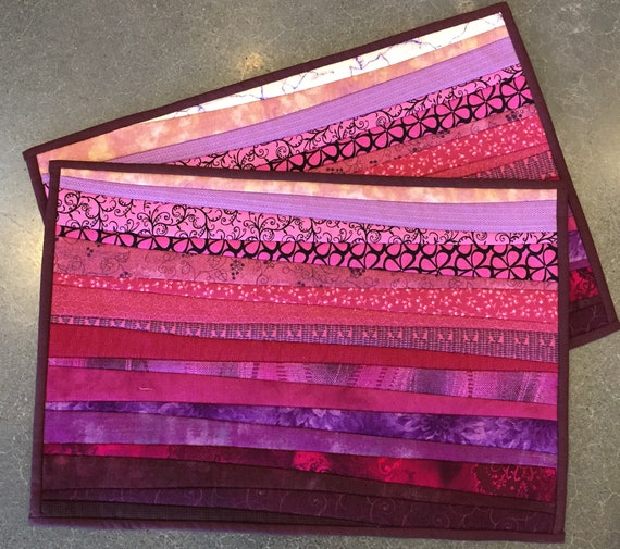 Plum Place Mats Quilted Table Decor Two Pieced Table Mats Etsy