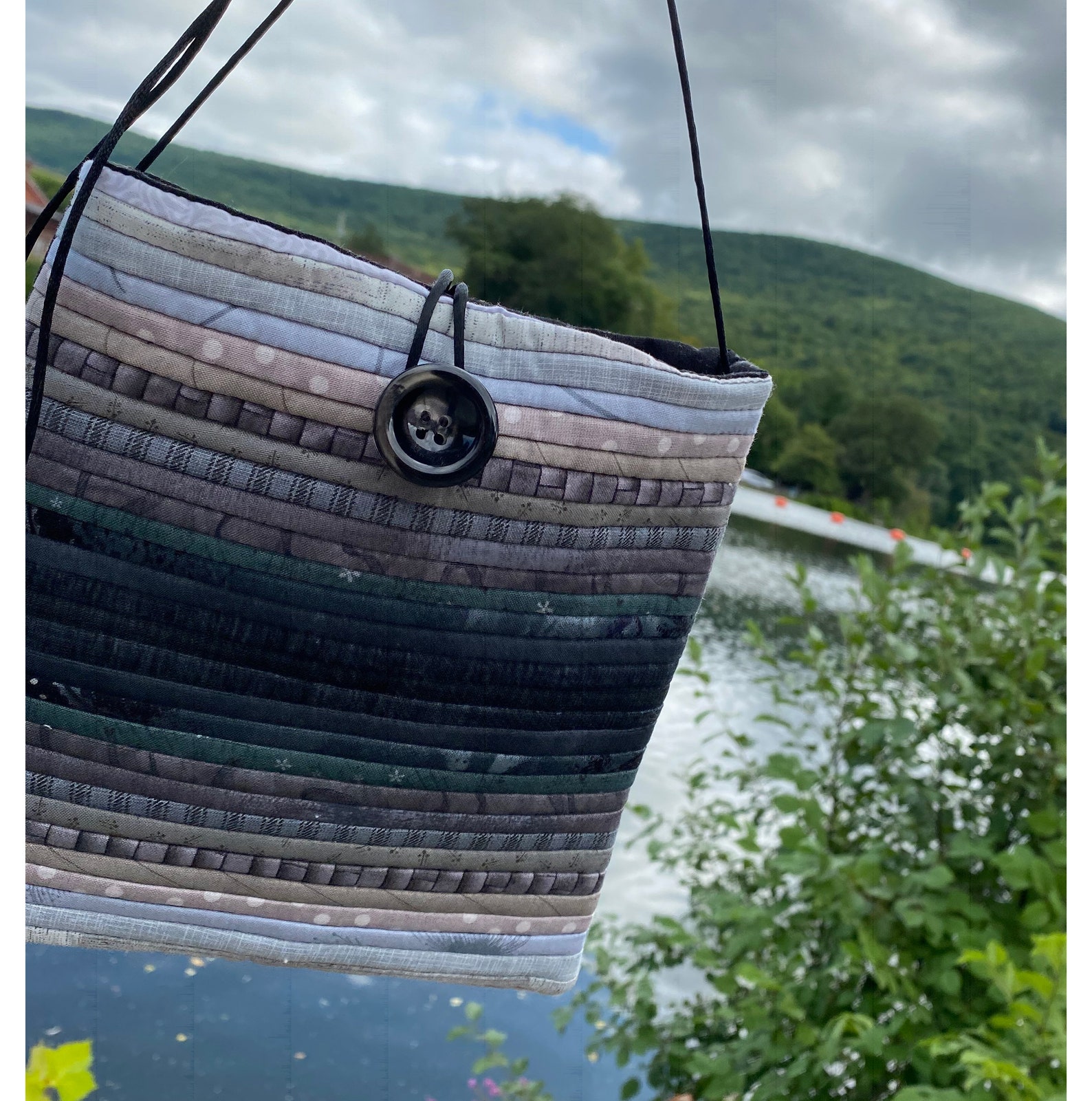 Grey quilted cross body purse. Pieced cross shoulder handbag. Etsy