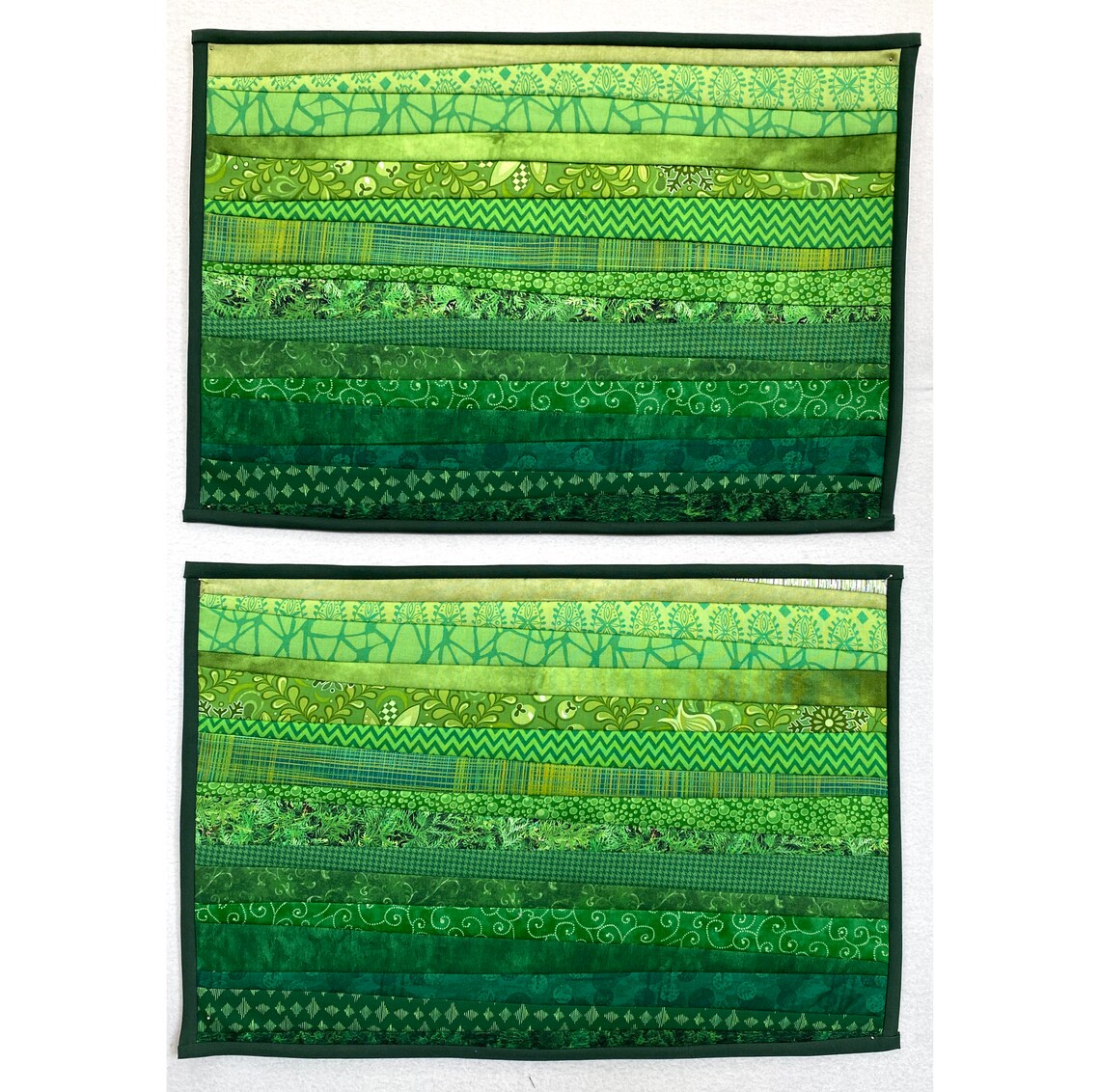 Two Quilted Green Placemats. 13 by 19 Inches. Washable Mats as Etsy