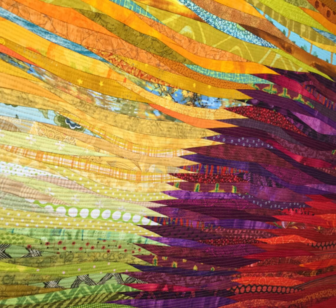 Modern art quilt. Abstract textiles. Wall art. 37x47 inches. Etsy