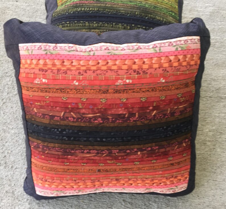 Overstuffed quilted pillow. Rust throw pillow. 16x16 in. Etsy