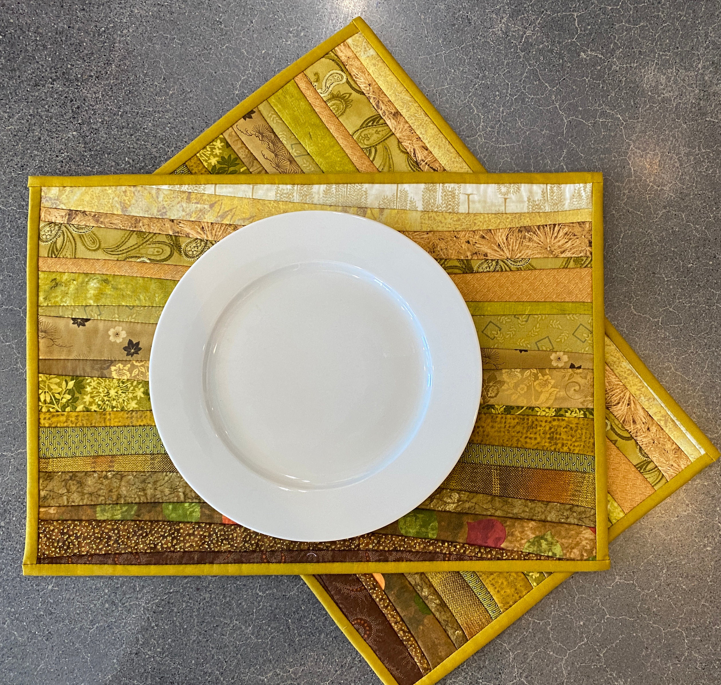 Quilted gold place mats that are washable. 13 x 19 in. Modern Etsy