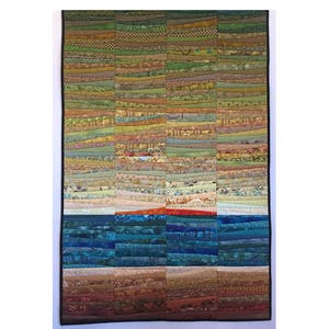 Art quilt. Quilted wall hanging. Landscape. Abstract textile art. Color on  the mountain. 32x48" OOAK. Modern art quilt. Contemporary fiber.