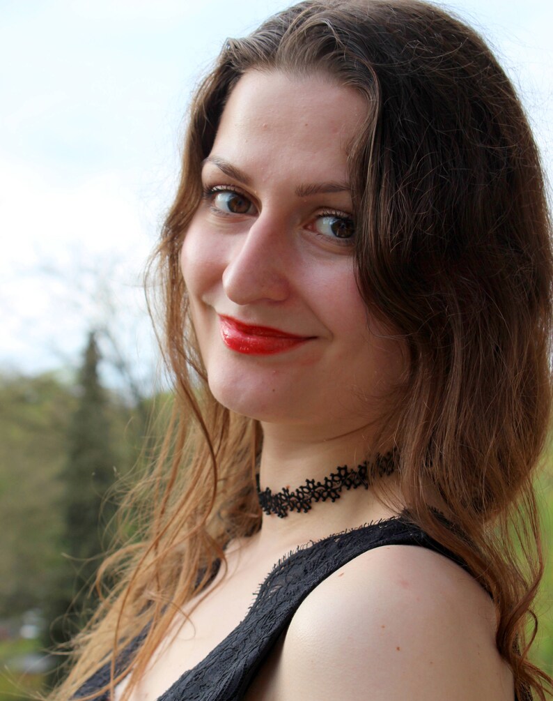 Black Beaded сhoker Tatted Necklace Tatting Lace 90s Choker - Etsy
