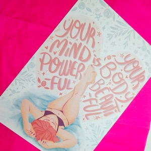 Cartão de felicitações feminino, presente de aniversário, cartão postal, citação motivacional, estampa fofa, positividade corporal, estampa ilustrada fofa