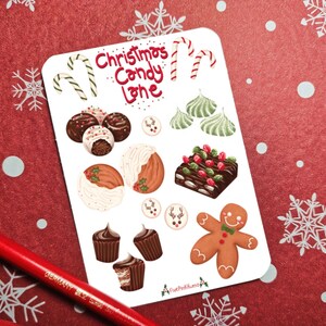 Foglio adesivi Invernale & Natalizio, Christmas Candy Lane, Dolci di Natale, Omino di Pan di Spagna, tartufi a cioccolato