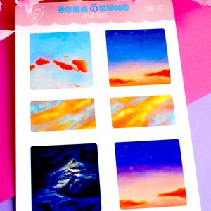 Foglio di adesivi carini Adesivi Nuvole nel cielo Foglio Adesivi Kawaii Nuvole Adesivi Tramonto Carino Foglio Adesivi Umore Foglio adesivi