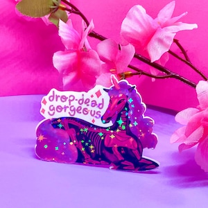 Adesivo Unicorno Scheletro con Frase Adesivo Carino Scheletro Adesivo Vinile Brillantinato Regalo Unicorno Adesivo Unicorno Glitter Kawaii