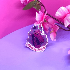 Adesivo Glitter Unicorno Scheletro con Frase Adesivo Carino Scheletro Adesivo Vinile Brillantinato Regalo Unicorno Adesivo Glitter Kawaii
