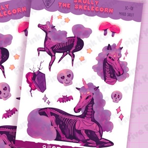 Fogli Adesivi Unicorno Scheletro Halloween Kawaii Adesivi per Planner Adesivi Kawaii Scrapbooking Foglio Adesivi Halloween Decorazioni