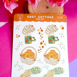 Foglio di adesivi carini Stile Cottagecore Foglio adesivi Strega kawaii foglio adesivi Autunno decorazione planner Adesivi carini per bullet