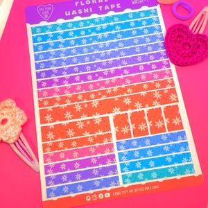 Foglio Adesivo Washi Tape Decorativo per Agenda Nastro washi floreale Cancelleria Kawaii Washi Tape con Fiori Nastro adesivo Carino