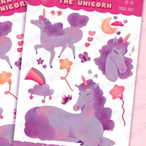 Fogli Adesivi Unicorno Carino Kawaii Unicorno Adesivi per Planner Adesivi magici Kawaii Scrapbooking Foglio Adesivi Unicorno Decorazioni