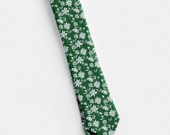 Floral Wedding Tie, Tiny Flowers, Choose Your Colors, Custom Silk Tie, T2