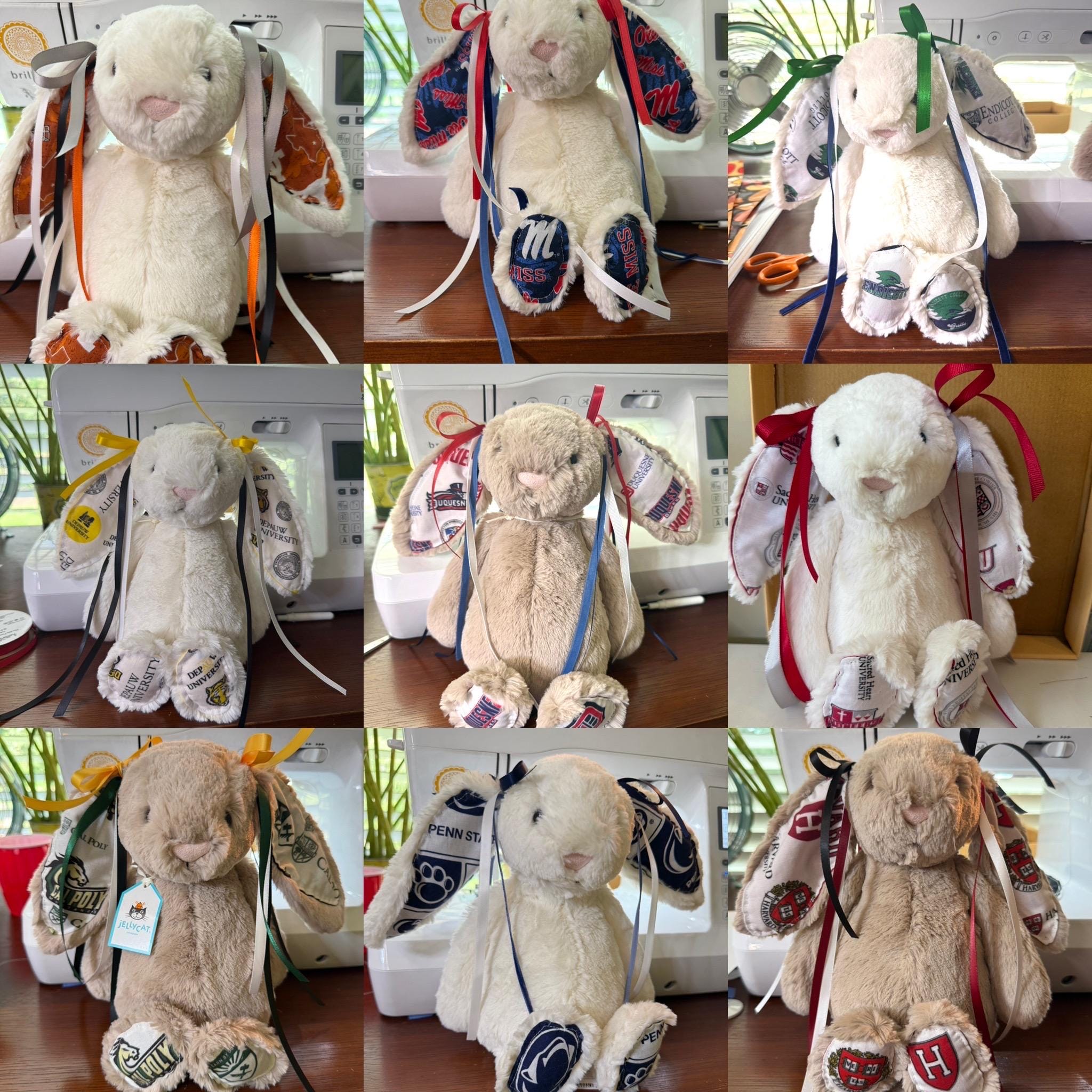 Jellycat Rabbit Decor Custom College Bunny Jellycat Dorm Decor/ Graduation Any College TIKTOK ...