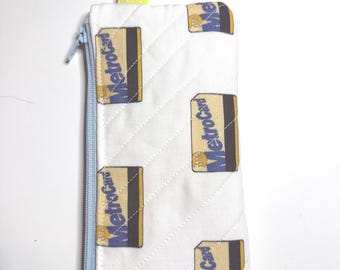New York City Metro Card Zipper bag Purse Charm, Makeup case