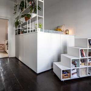Custom-made Loft bed blueprint, Tiny apartment furniture Plan, Modern Plywood Furniture Blueprints design, Built-in closet